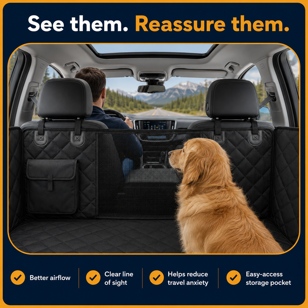 PawRide Max breathable mesh window and storage pocket